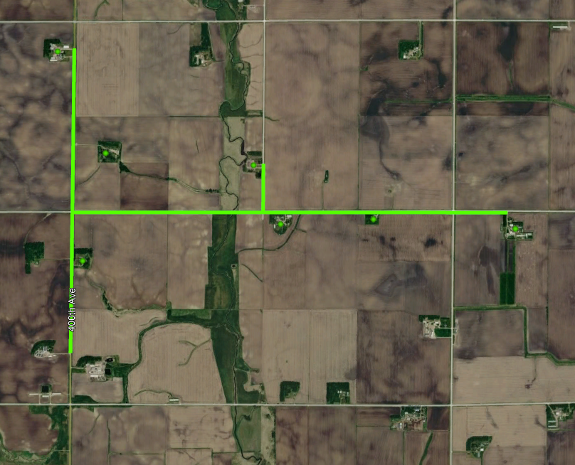 google earth view of Federated Broadband Line Extension Rd 5 Lakefield project